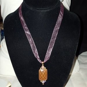 New ribbon pendant choker necklace